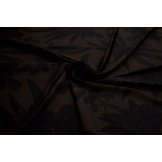 Бифлекс темно-коричневый с цветочным принтом, отрез 150х100 см